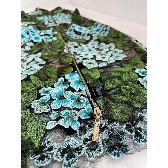 New Bronx and Banco Size US 4 Embroidery Cocktail Dress Hydrangea Blue/Green - Picture 8 of 14